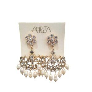 Amrita Singh Women's Gold Plated Crystal Freshwater Pearl Chandelier Earrings